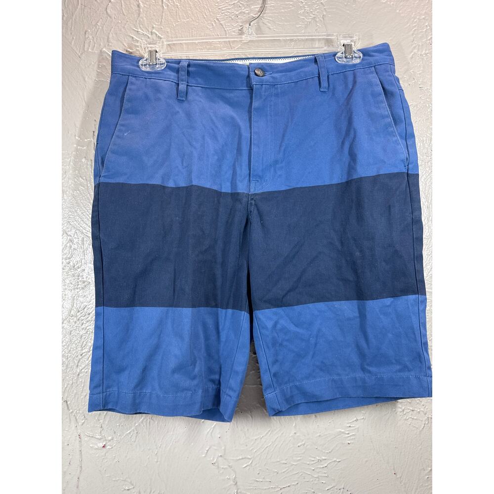 Volcom Vmonty Flat Front‎ Chino Block Short Blue Two Tone Mens Size 33